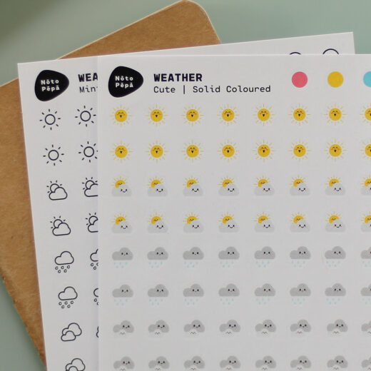 Scene Detail Product Photography Weather Sticker Sheet – Minimal & Cute style on sketchbook