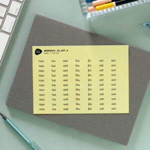 Noto Pepa Yellow Weekday Stickersheet Abbreviated work desk bullet journal