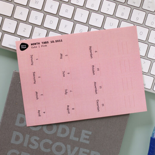 Noto Pepa Peachy Pink Month Tabs Stickersheet for a year on work desk notebook