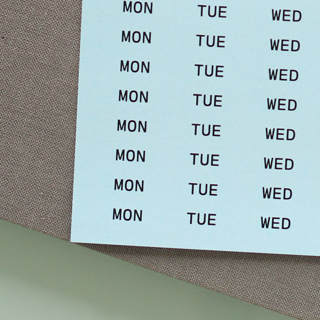 Noto Pepa Baby Blue Abbreviated Weekdays Stickersheet Minimal style on work desk detail picture